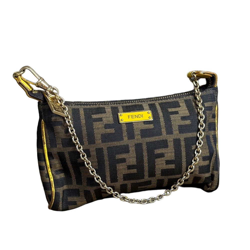 Vintage FENDI Zucca Chain Pouch Bag FF Monogram Authenticated